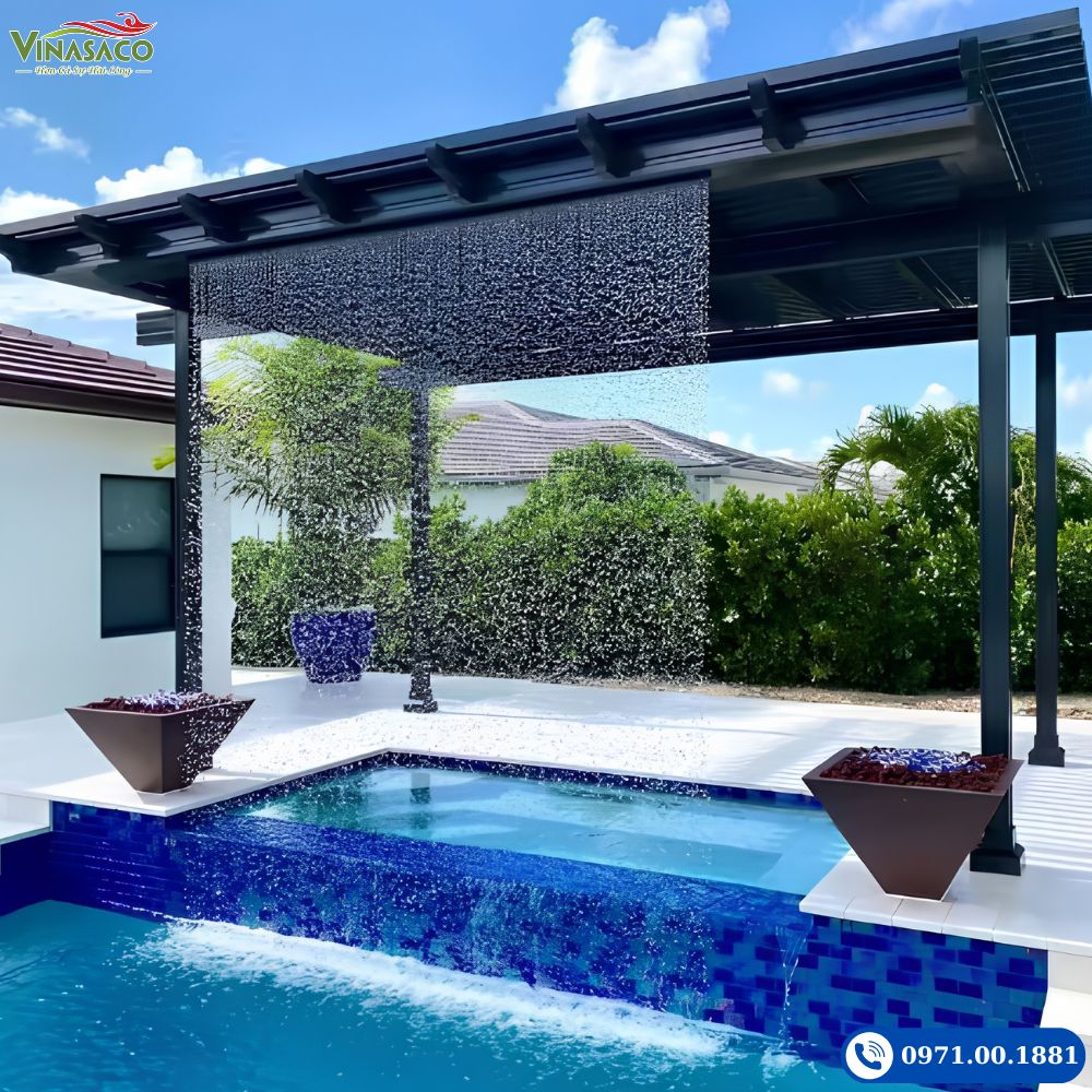 Thác nước màn mưa bể bơi tạo hiệu ứng nước trang trí